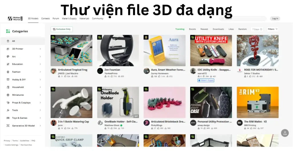 Khám Phá MakerWorld: Website Chia Sẻ File In 3D Số 1 2 Khám Phá MakerWorld: Website Chia Sẻ File In 3D Số 1 Hiện Nay