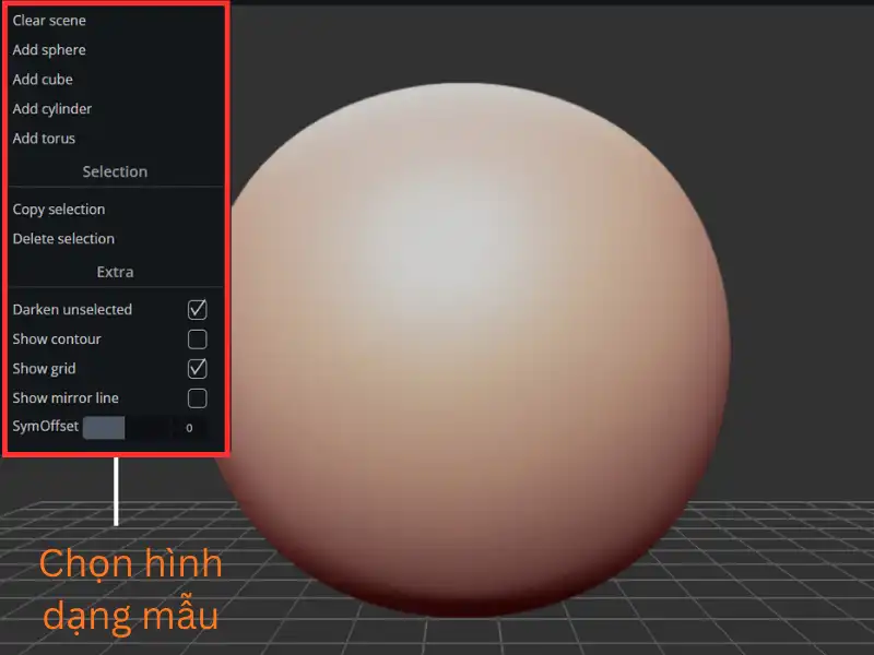 Chọn các hình dạng mẫu để điêu khắc