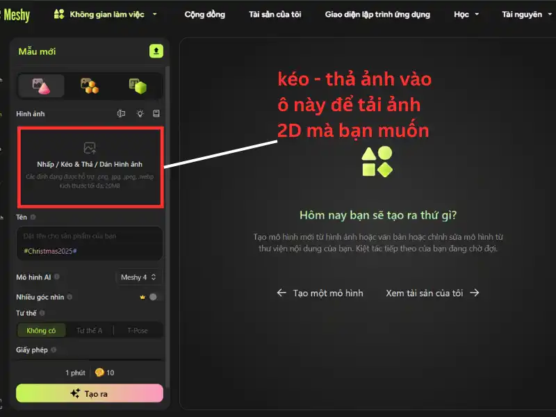 Meshy AI: Tạo File 3D Từ Ảnh 2D Si&ecirc;u Đơn Giản