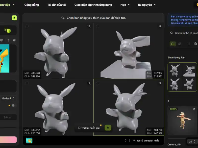 Meshy AI: Tạo File 3D Từ Ảnh 2D Si&ecirc;u Đơn Giản