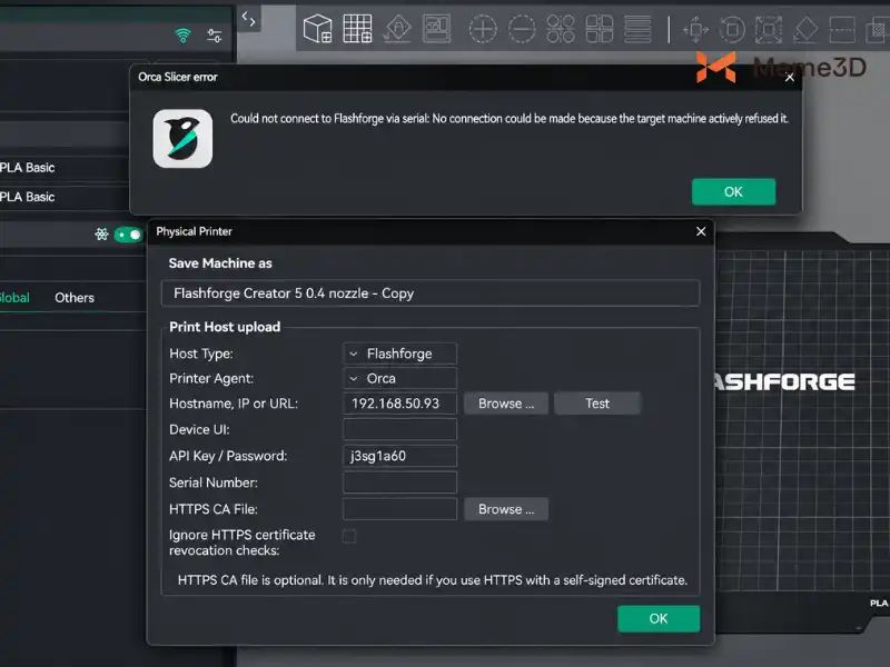 Sử Dụng OrcaSlicer Kết Nối C&aacute;c D&ograve;ng M&aacute;y Flashforge Creator 5 V&agrave; Creator 5 Pro