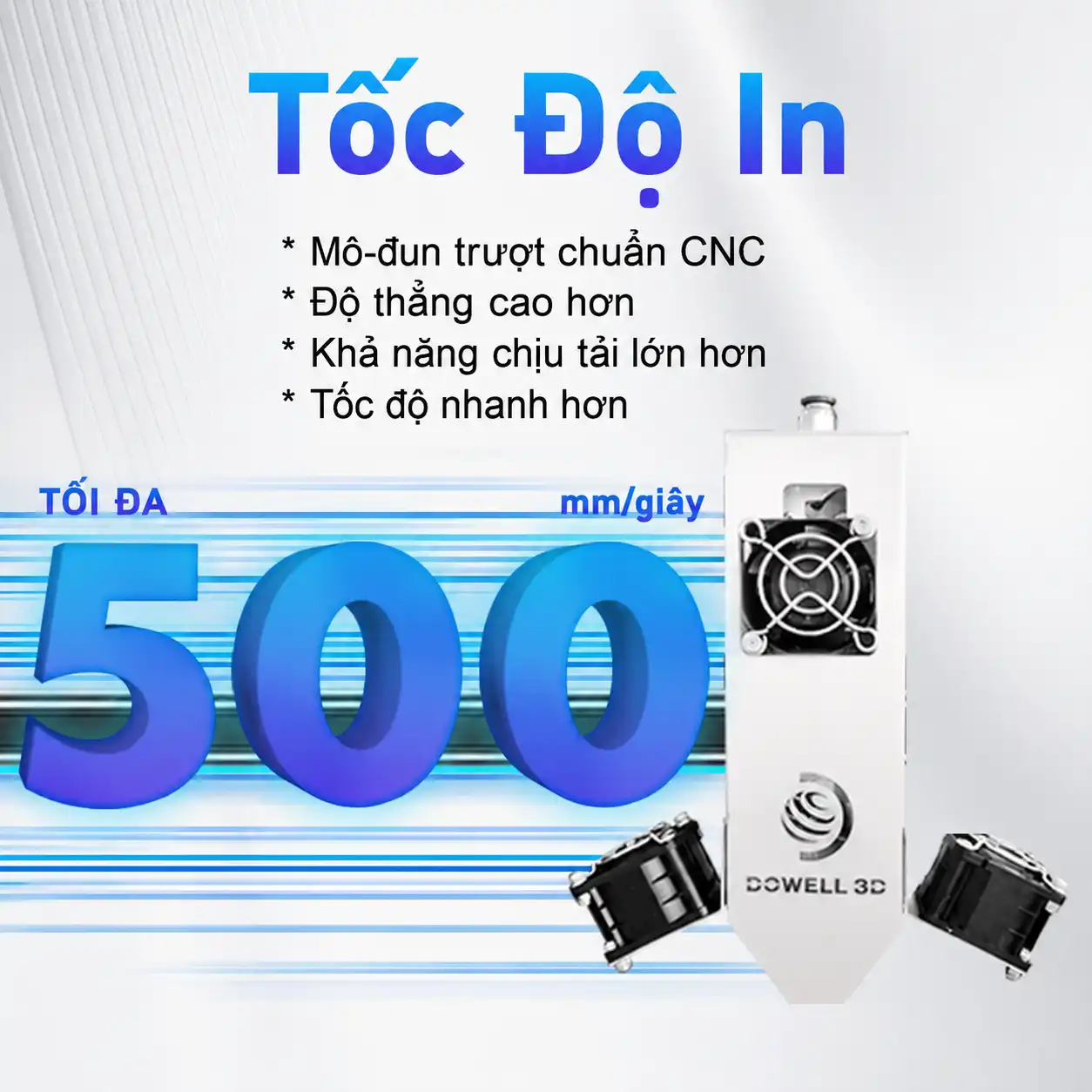 Toc-do-in-toi-da-len-toi-500mm Máy in 3D Khổ Lớn Dowell DM 12 Pro