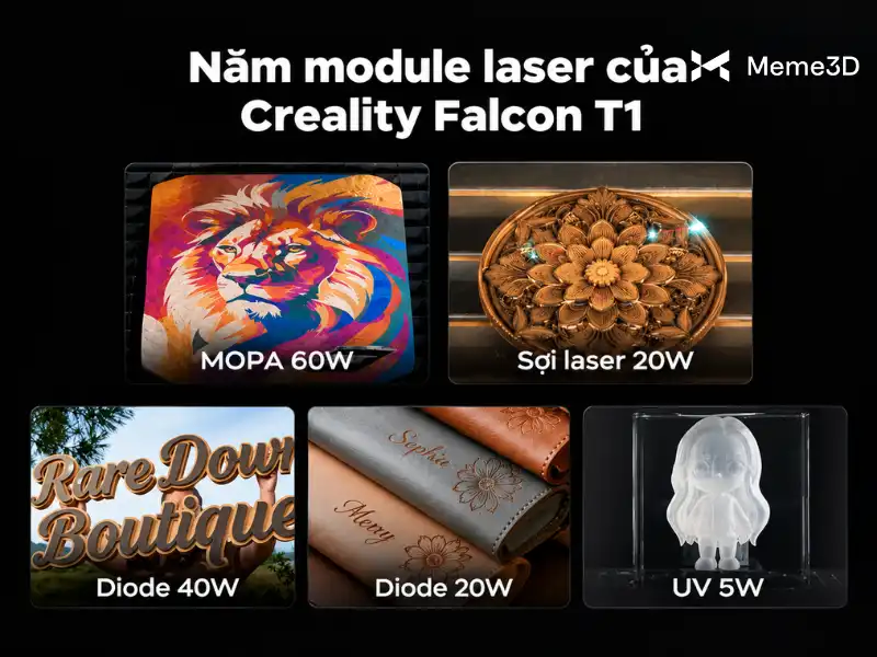Review Creality Falcon T1, máy khắc laser galvo 5 trong 1