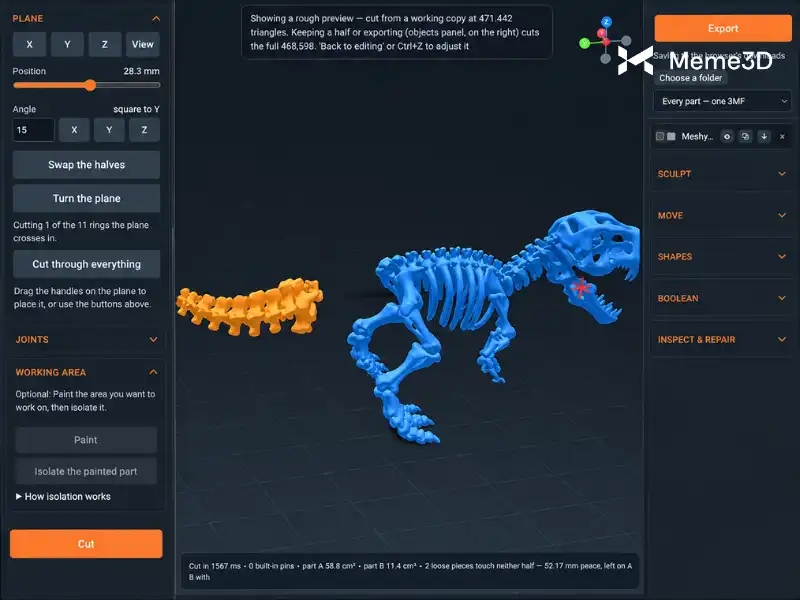 Model Splitter: Công cụ tách khớp mô hình 3D miễn phí