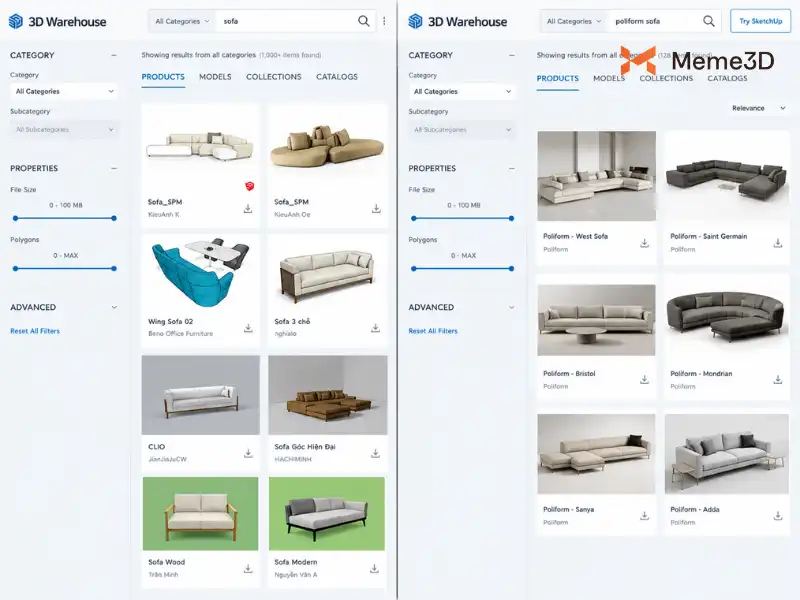3D Warehouse là gì? Cách tìm và tải model cho SketchUp
