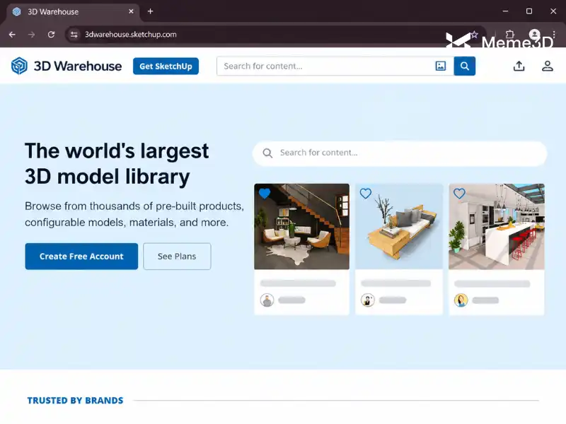 3D Warehouse là gì? Cách tìm và tải model cho SketchUp